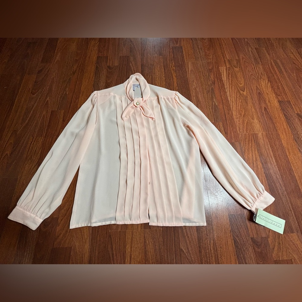 Vintage Laura And Jayne Dead Stock Salmon Blouse Button Down Women’s Size 14